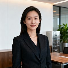 企业客户李总经理的头像照片，干练的商务女性身着正装，背景为现代化企业办公室环境